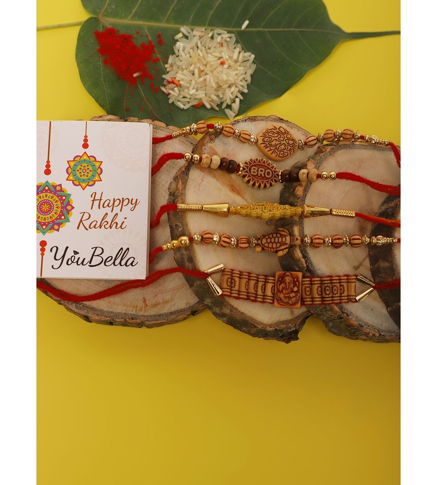 YouBella Designer Bracelet Rakhi and Greeting Card Combo Set for Brother Raksha Bandhan Gift for Brother